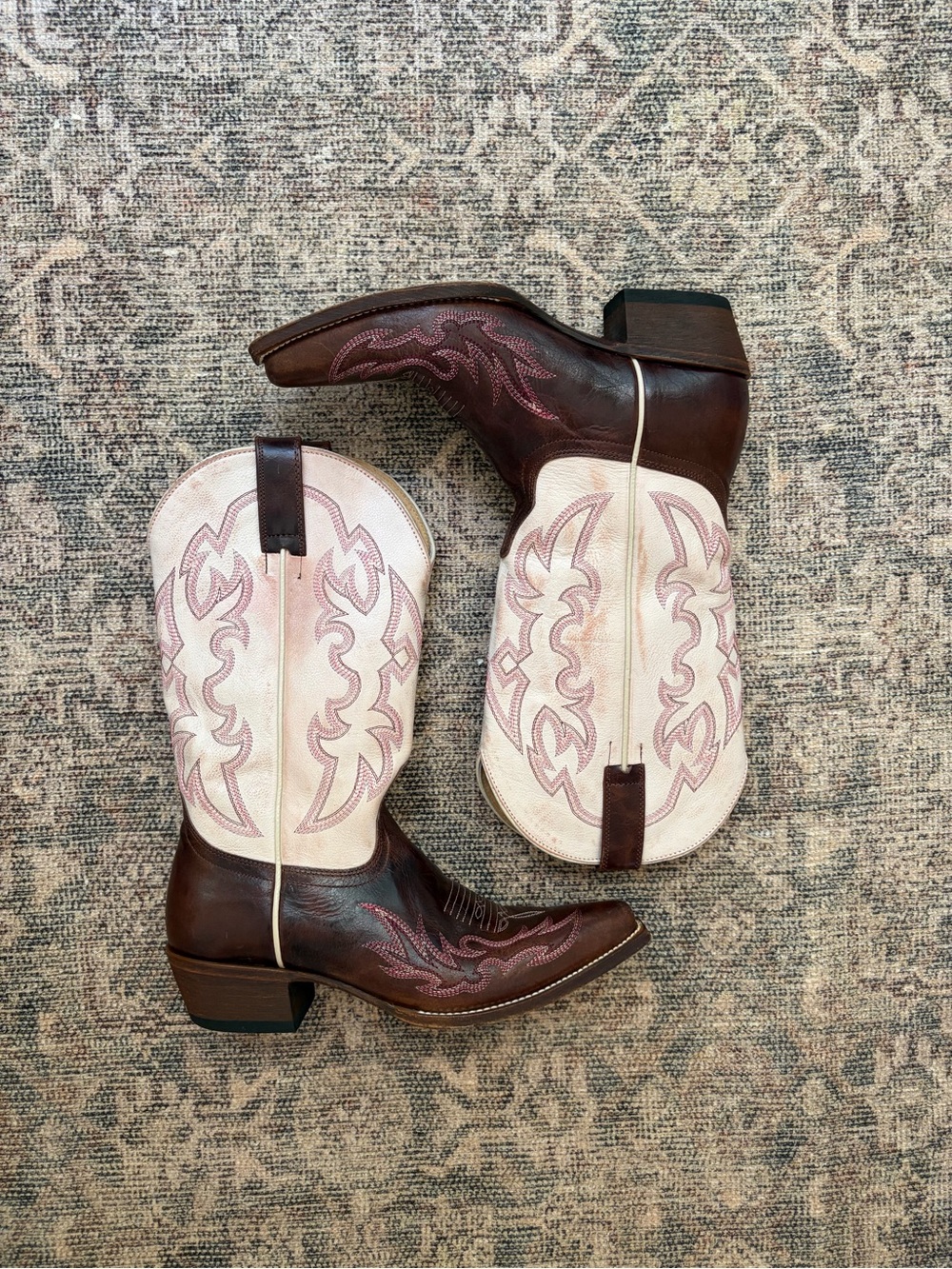 Shyanne Two-Tone Brown and Cream Western Cowboy Boots